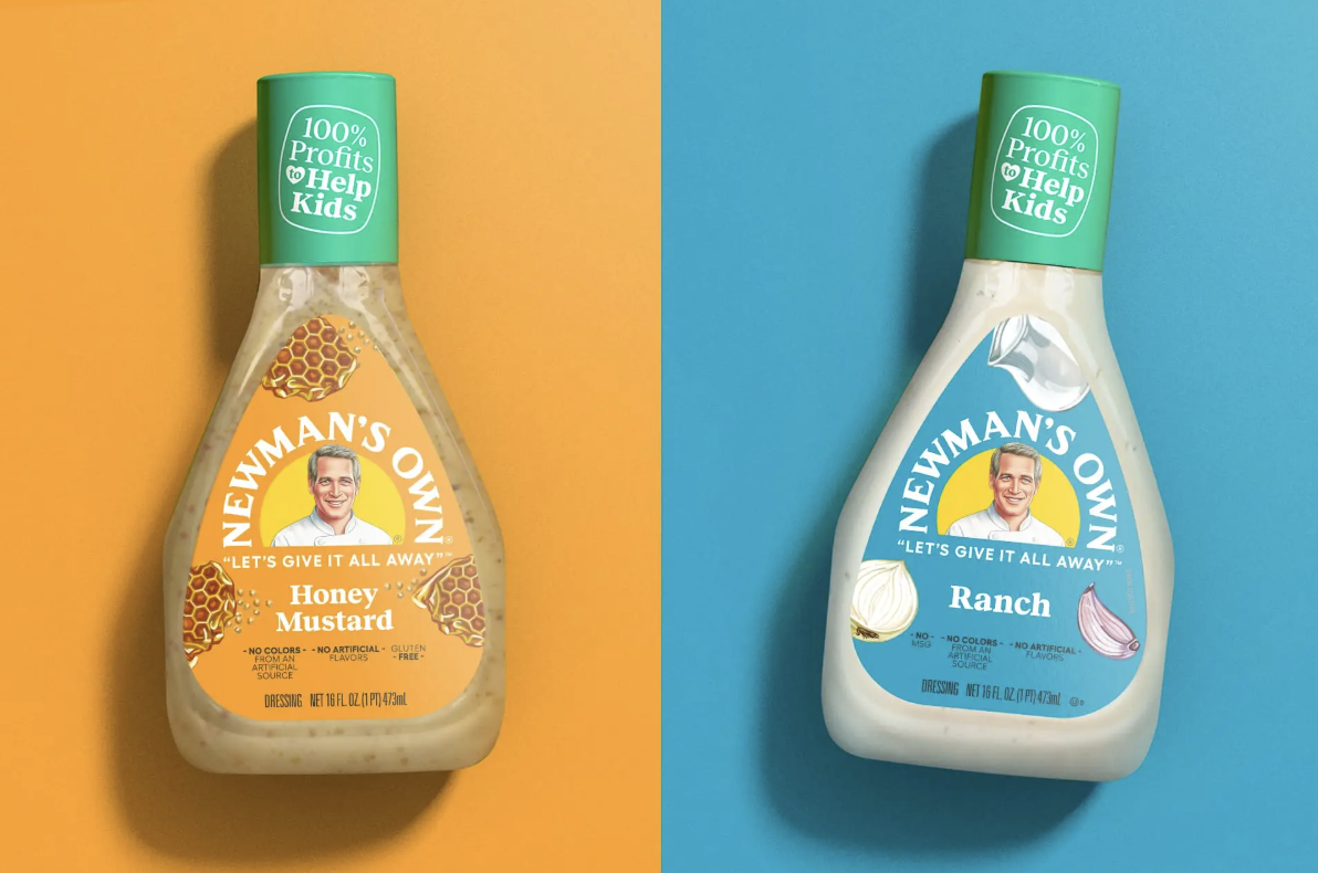 two bottles of Newman's Own salad dressing